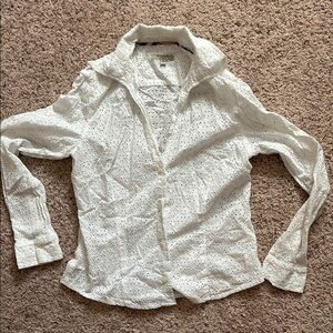 White Eyelet Burberry Button-Up Shirt (open to price negotiation)